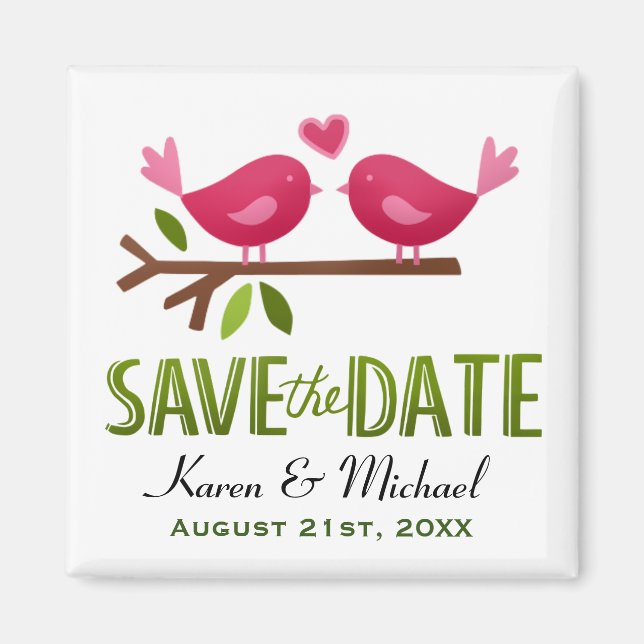 Niedliche Liebesvögel Save the Date Magnet (Vorne)