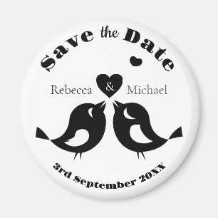 Niedliche Liebesvögel Save the Date Personalisiert Magnet