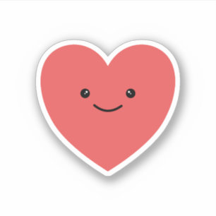 Niedliche liebliche Kawaii lächelnd Rotes Herz Aufkleber