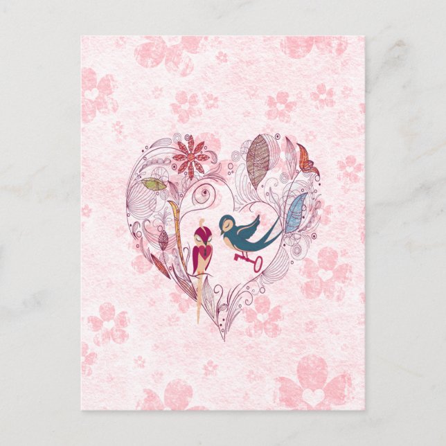 Niedliche liebliche Vögel mit dem Schlüssel zur Li Postkarte (Vorderseite)