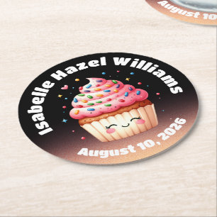 Niedliche L'il Cupcake Candy Sprinkles Kinderdusch Runder Pappuntersetzer