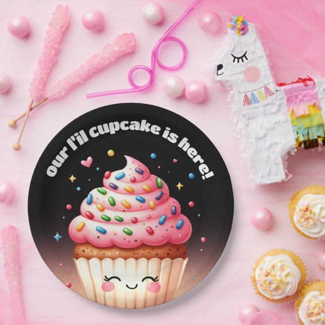 Niedliche L'il Cupcake Sprinkles Baby Dusche Willk Pappteller (Party)