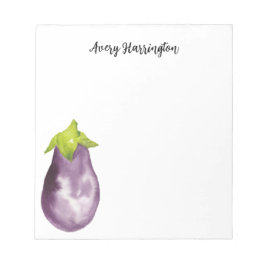 Niedliche Lila Aubergine Wasserfarbe Ernte Eggpfla Notizblock
