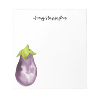 Niedliche Lila Aubergine Wasserfarbe Ernte Eggpfla Notizblock