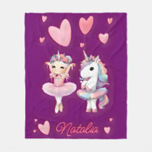 Niedliche Lila Ballerina Unicorn Fleece Blanket