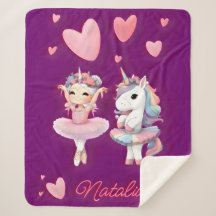 Niedliche Lila Ballerina Unicorn Fleece Blanket