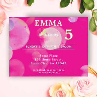 Niedliche Lila Blasen Kindergeburtstag Party Einla Einladungspostkarte