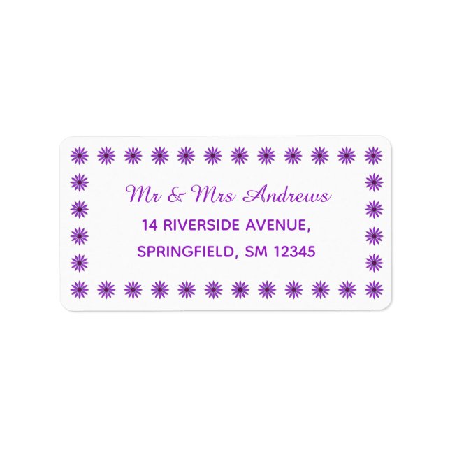 Niedliche Lila Blume Adressaufkleber (Vorne)