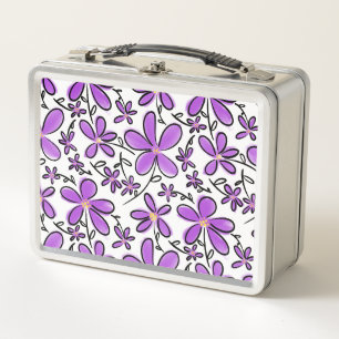Niedliche lila Blume Metall Brotdose