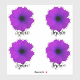 Niedliche Lila Blume Moderner Skriptname Aufkleber