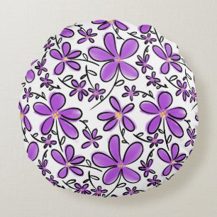 Niedliche lila Blume Rundes Kissen