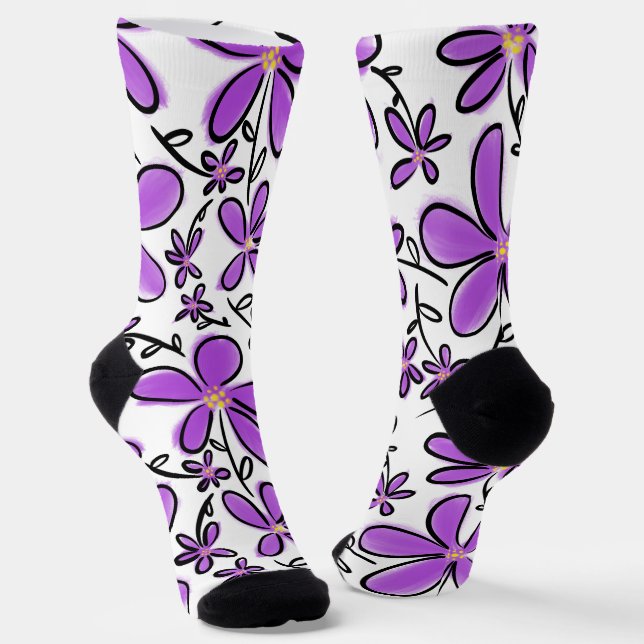 Niedliche lila Blume Socken (Gewinkelt)