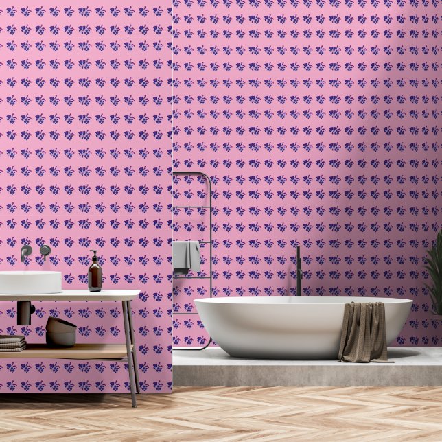 Niedliche Lila Blume Tapete (Badezimmer)