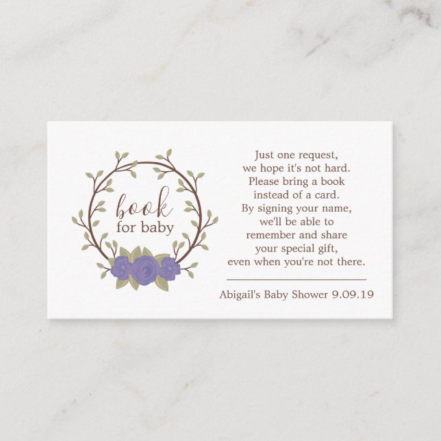 Niedliche Lila Blumenzauber Buchungsanfrage Kinder Begleitkarte (Vorderseite)