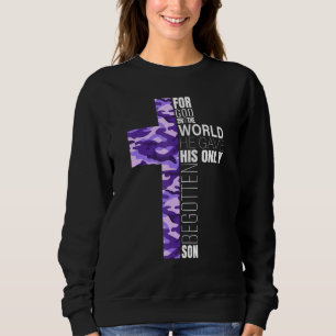 Niedliche Lila Camouflage Christliche Kreuzung Män Sweatshirt