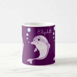 Niedliche lila Delphine personalisiert Tasse