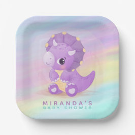 Niedliche Lila Dinosaur Babydusche Pappteller