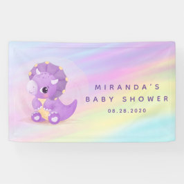 Niedliche Lila Dinosaurier Pastel Babydusche Banner