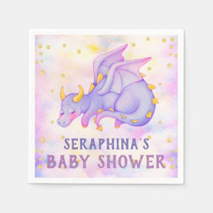 Niedliche Lila Dragon Girls Babydusche Napkin Serviette