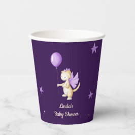 Niedliche Lila Dragon Thema Girl Baby Dusche Pappbecher