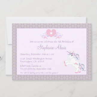 Niedliche lila Einhornpony Geburtstagsfeier Einladung