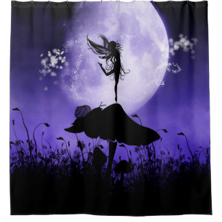 Niedliche Lila Fairy Silhouette 2 Duschvorhang
