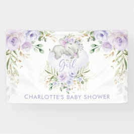 Niedliche Lila Gold Lilac Floral Elephant Baby Dus Banner