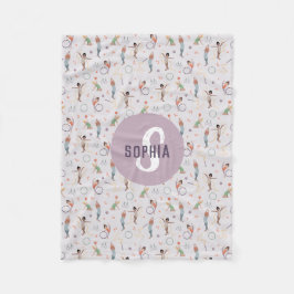 Niedliche Lila Gymnastik Muster Monogram Kids Fleecedecke