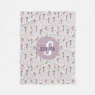 Niedliche Lila Gymnastik Muster Monogram Kids Fleecedecke