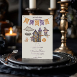 Niedliche Lila Halloween-Kinderdusche Einladung