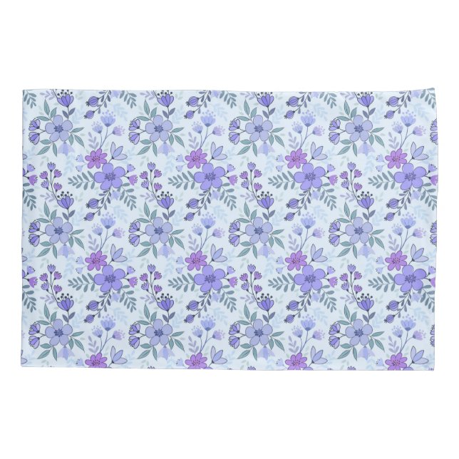 Niedliche Lila Hand gezeichnete Florals Kissen Fal Kissenbezug (Rückseite)