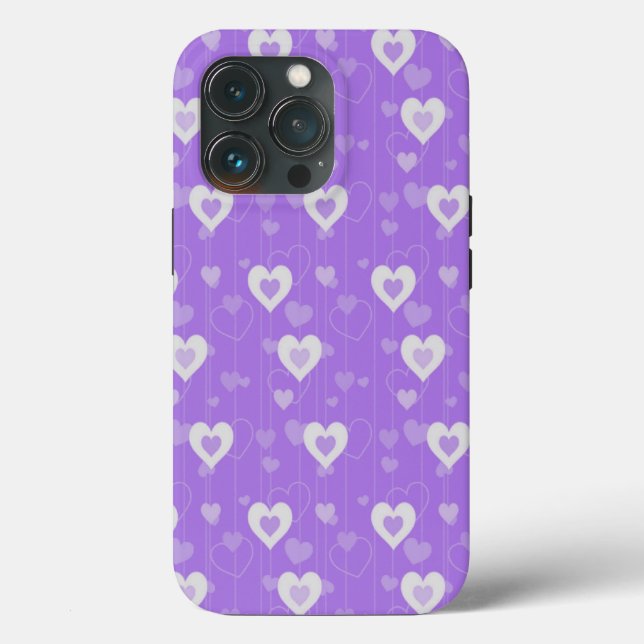 Niedliche Lila Herzen Case-Mate iPhone Hülle (Rückseite)