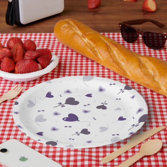 Niedliche lila Herzen, die alle in die Seele heben Pappteller (Picknick)