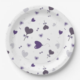 Niedliche lila Herzen, die alle in die Seele heben Pappteller