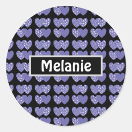 Niedliche Lila Herzen Runder Aufkleber