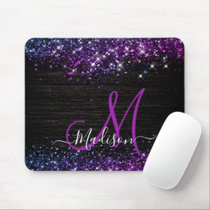 Niedliche lila Imitate Glitzer Monogramm Mousepad