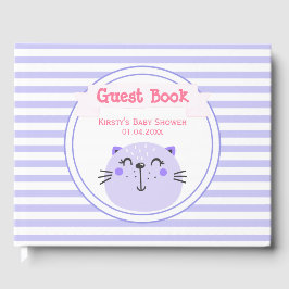Niedliche Lila Katze | Lilac Stripe Babydusche Gästebuch