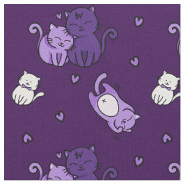 Niedliche Lila Katzen auf Lila Backen Hexe® Cat Lo Stoff