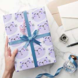 Niedliche Lila Katzen Muster - Lilac Geschenkpapier