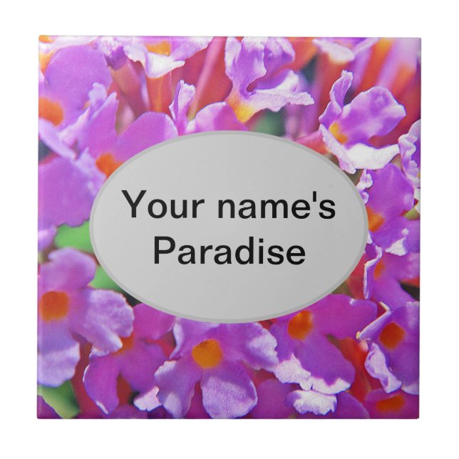 Niedliche Lila Kleine Blume Fliese (Vorderseite)