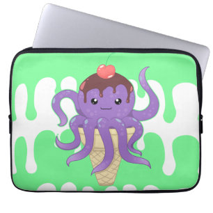 Niedliche lila Krake der kawaii Eiscreme Laptopschutzhülle