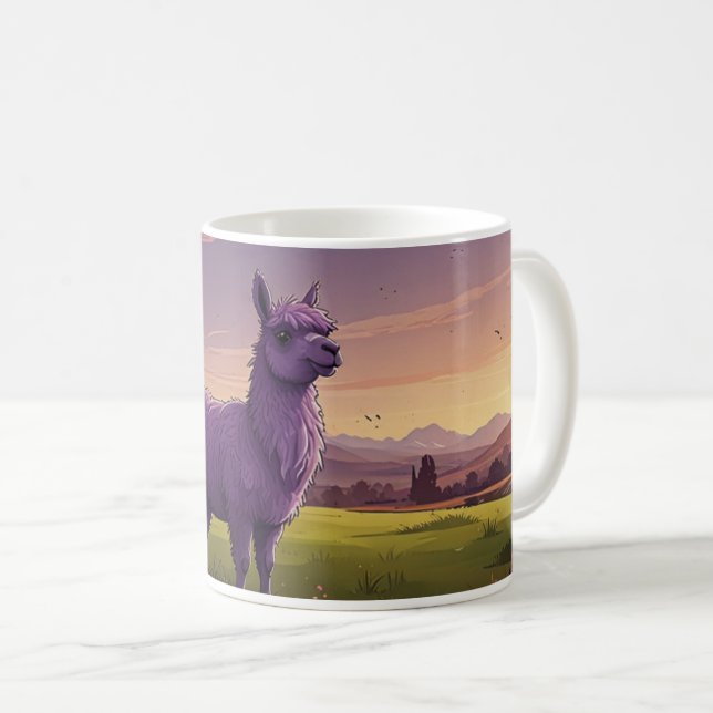niedliche lila Lama-Babykaffee-Tasse Kaffeetasse (VorderseiteRechts)
