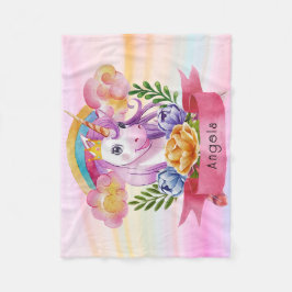 Niedliche Lila Mädchen Unicorn Rainbow Individuell Fleecedecke