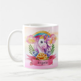 Niedliche Lila Mädchen Unicorn Rainbow Individuell Kaffeetasse