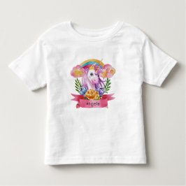 Niedliche Lila Mädchen Unicorn Rainbow Individuell Kleinkind T-shirt