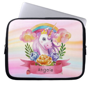 Niedliche Lila Mädchen Unicorn Rainbow Individuell Laptopschutzhülle