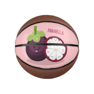 Niedliche lila Mangostanfrucht Cartoon Abbildung Mini Basketball