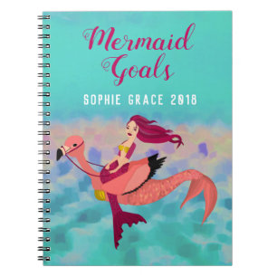 Niedliche Lila Meerjungfrau und Rosa Mermingo Girl Notizblock