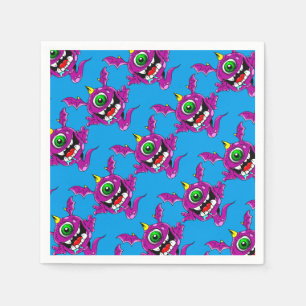 Niedliche Lila Menschen essen Monster Serviette