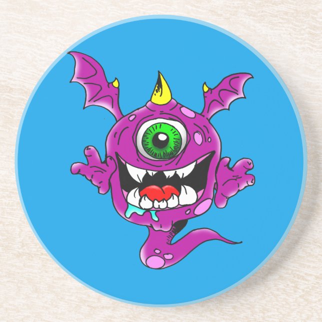 Niedliche Lila Menschen essen Monster Untersetzer (Vorne)